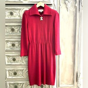 St. John Santana Knit Vintage Wool Zip-Front Dress Size 6
